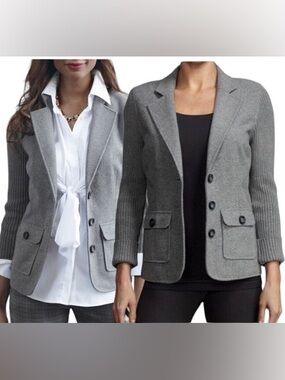CAbi Grey Knit Tailored Blazer